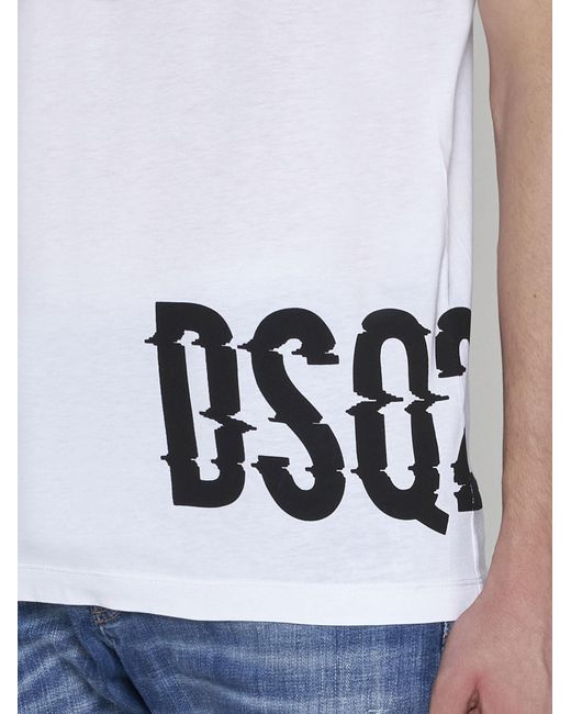 DSquared² White Logo-Printed Crewneck T-Shirt for men
