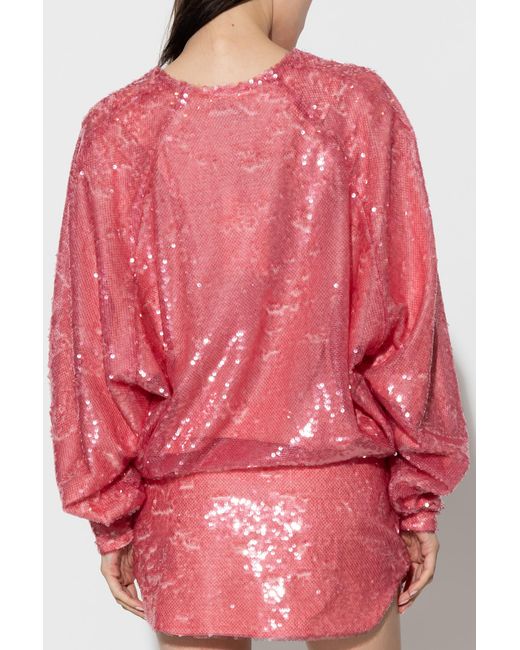 The Attico Red The Gael Sequin-Embellished V-Neck Mini Dress