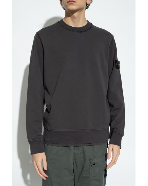 Stone Island Black Compass Patch Crewneck Sweatshirt for men
