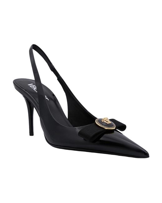 Versace Black Gianni Ribbon Slingbacks