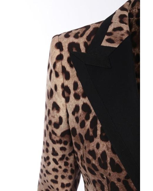 Dolce & Gabbana Black Leopard Print Tailored Blazer