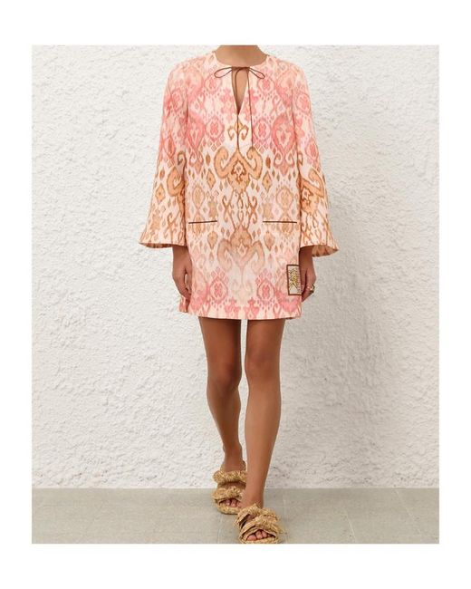 Zimmermann Pink Aster Printed Short Dress