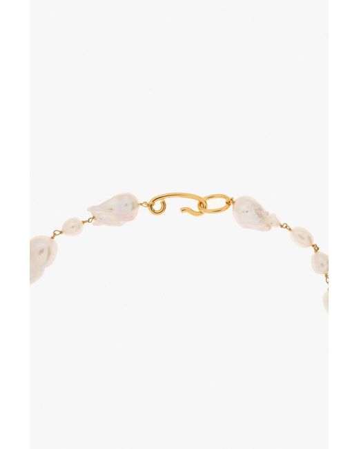 Jil Sander White Embellished Cable-Link Chain Necklace