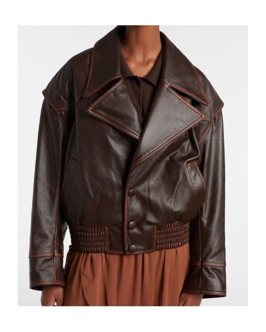 JACQUES WEI Brown Leather Biker Jacket