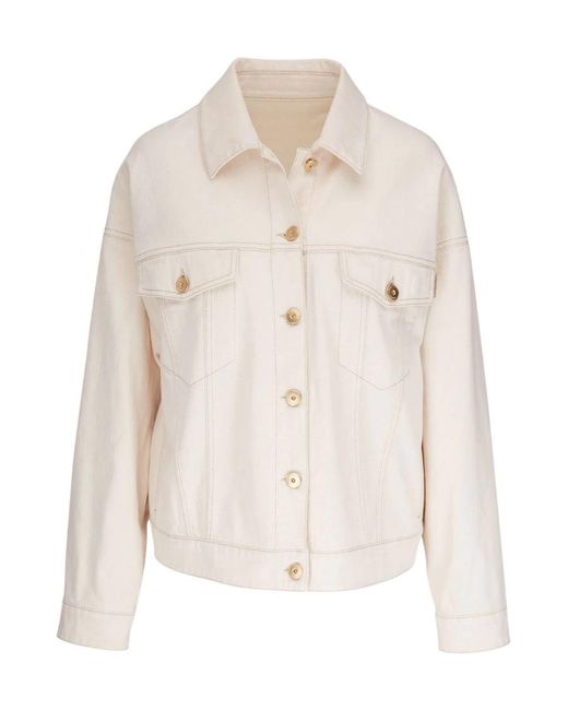 Brunello Cucinelli White Buttoned Denim Jacket