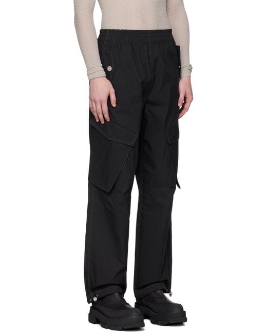 Dion Lee Black Middle Waist Overalls And Casual Trousers for men