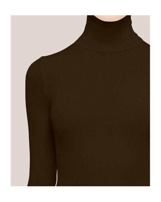 Wolford Brown Fine-Rib Turtleneck Top