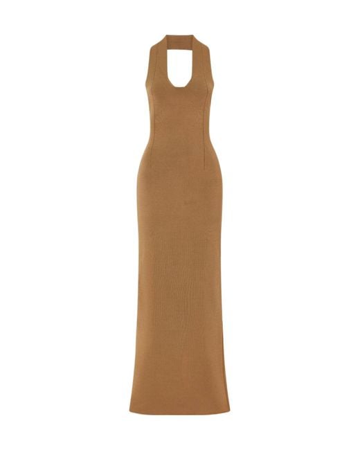 Khaite Natural Mahi Knitted Backless Dress