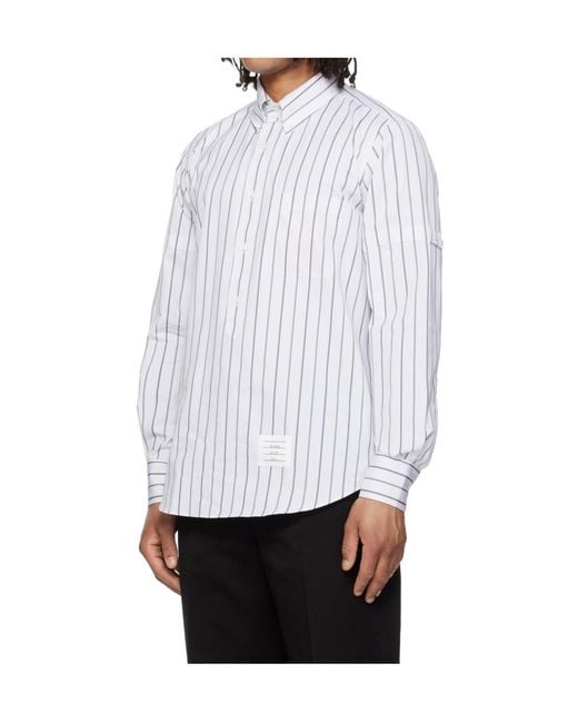 Thom Browne White Stripe Poplin Shirt for men