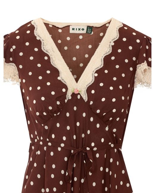 Rixo Red V-Neck Dress