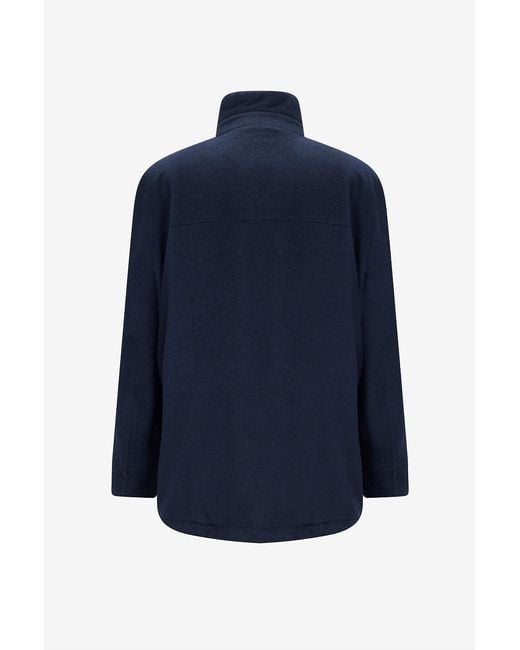 Brunello Cucinelli Black High-Necked Long-Sleeved Cotton Coat for men
