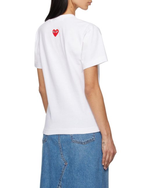 COMME DES GARÇONS PLAY White Comme Des Garçons Play Logo Patch Crewneck T-Shirt for men