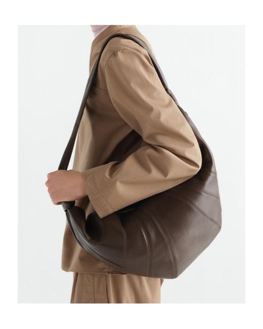 Lemaire Brown Large Croissant Leather Shoulder Bag
