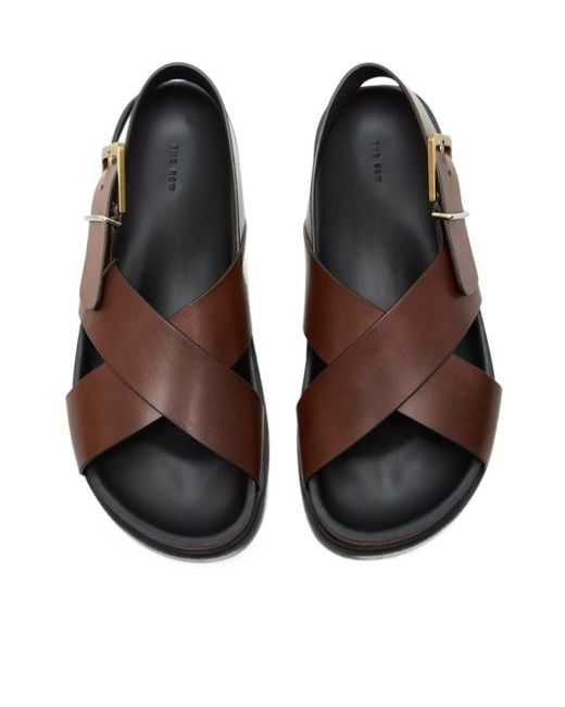 The Row Brown Crossover-Strap Buckle-Fastening Sandals