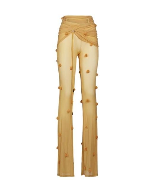 Jacquemus Metallic Le Pantalon Espelho Beaded Mesh Casual Pants