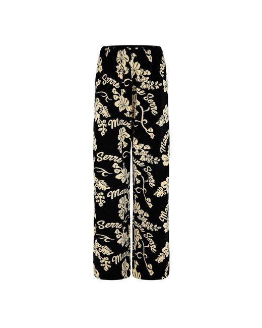 MARINE SERRE Black Printed Casual Pants