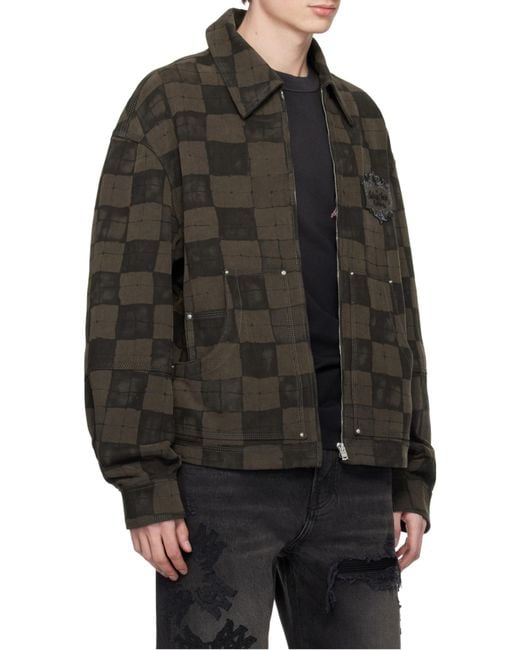 Amiri Gray Checked Denim Jacket for men