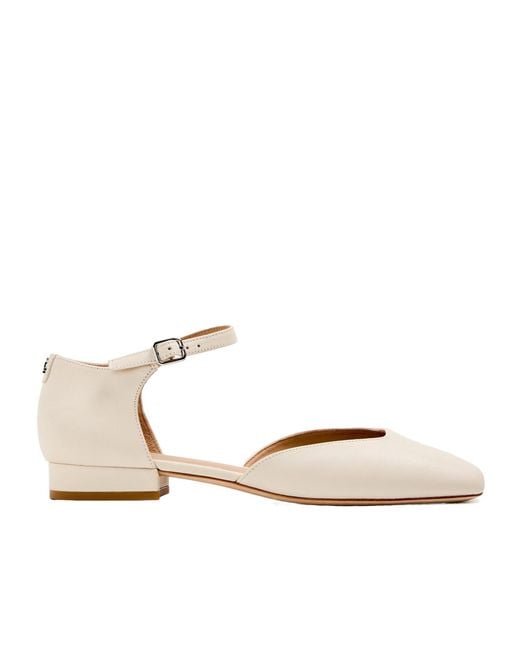 Ralph Lauren Natural Squaretoe Anklestrap Flats