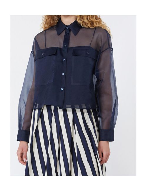 Weekend by Maxmara Blue Colomba Pocket Blouse