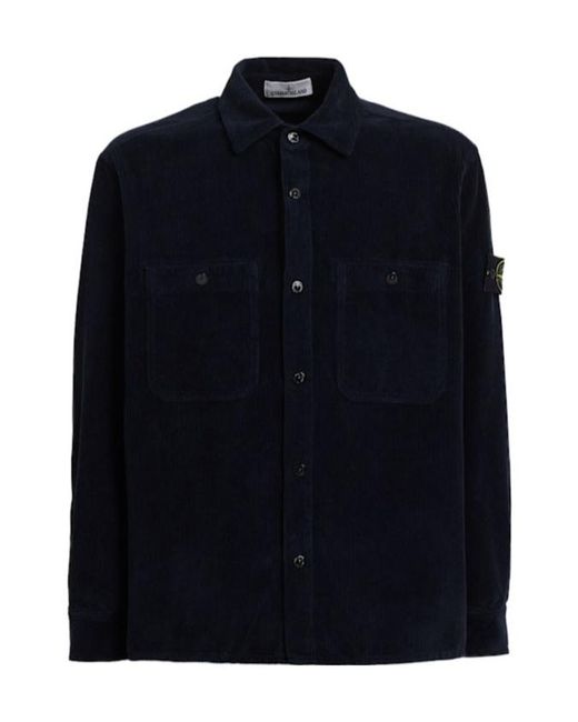 Stone Island Blue Frontbutton Shirt for men