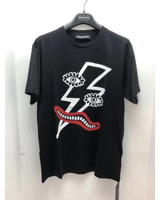 Neil Barrett Black Graphic Printed T-Shirt for men