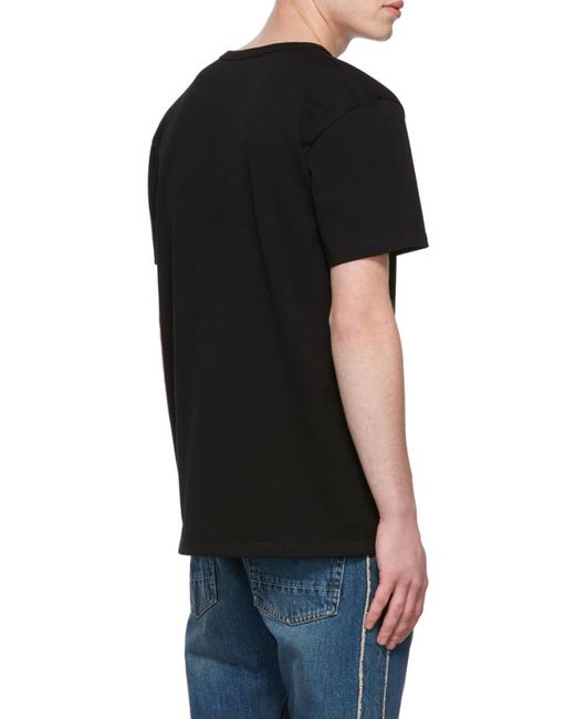 McQueen Black Skull Embroidered Crewneck T-Shirt for men