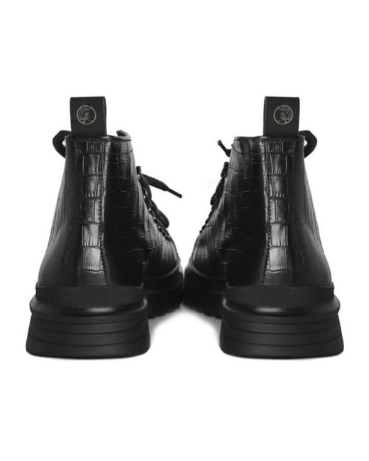 Giuliano Galiano Black Round Toe Lace-Up Boots for men