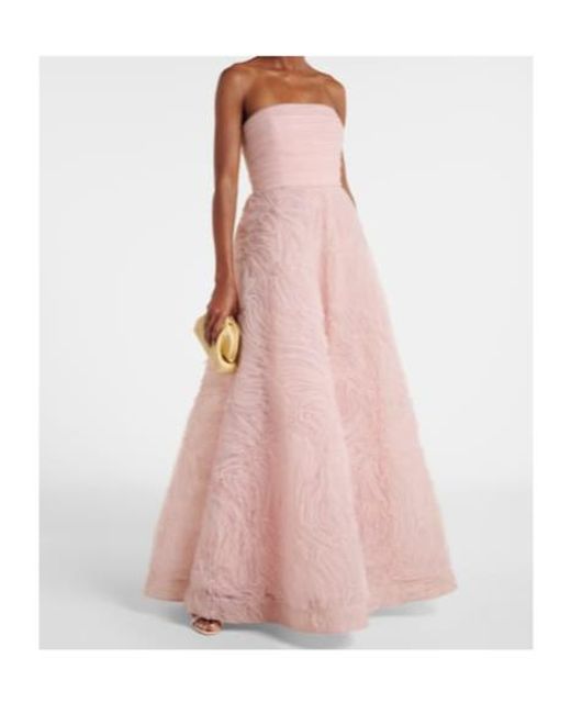 Rebecca Vallance Pink Strapless Tulle Gown