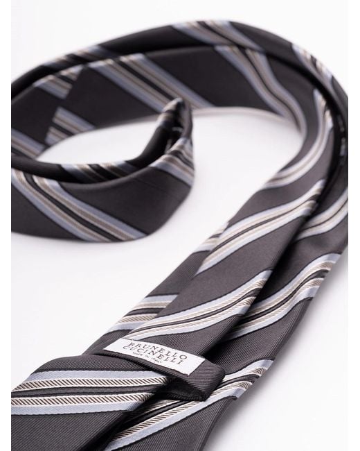Brunello Cucinelli White Silk Tie for men