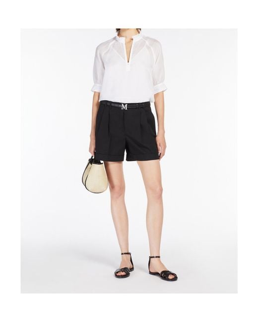 Max Mara White Studio Orvieto V-Neck Short-Sleeved Top
