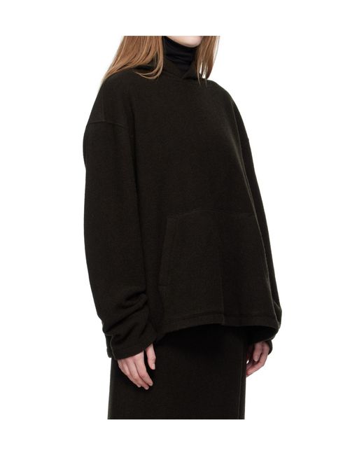 Rier Black Wool Fleece Hooded Sweatshirt