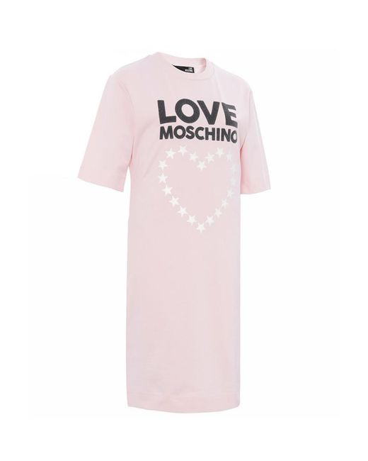 Moschino Pink Logo Pattern T-Shirt Dress