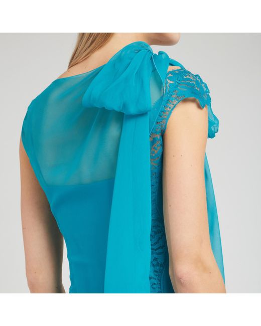 Alberta Ferretti Blue Abito Lungo In Seta Azzurro