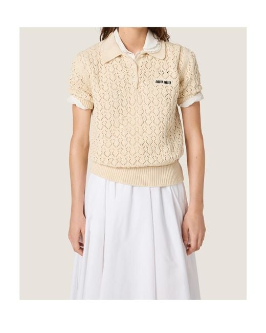 Miu Miu Natural Cotton Polo Shirt