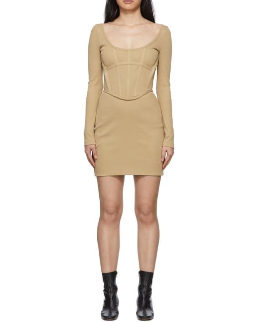 Dion Lee Natural Corset Long-Sleeve Mini Dress