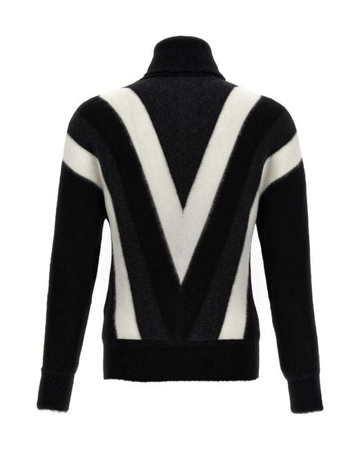 Saint Laurent Black Geometric Pattern Sweater for men