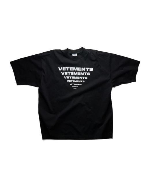 Vetements Black Logo Printed Crewneck T-Shirt for men