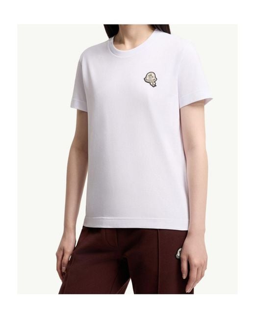 Moncler White Logo Patch Crewneck T-Shirt