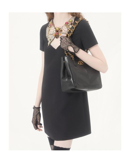 Valentino Black Embellished Bow Dress