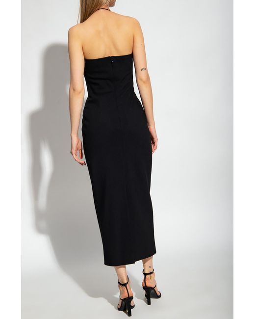 Givenchy Black Plunged Slit Neckline Dress