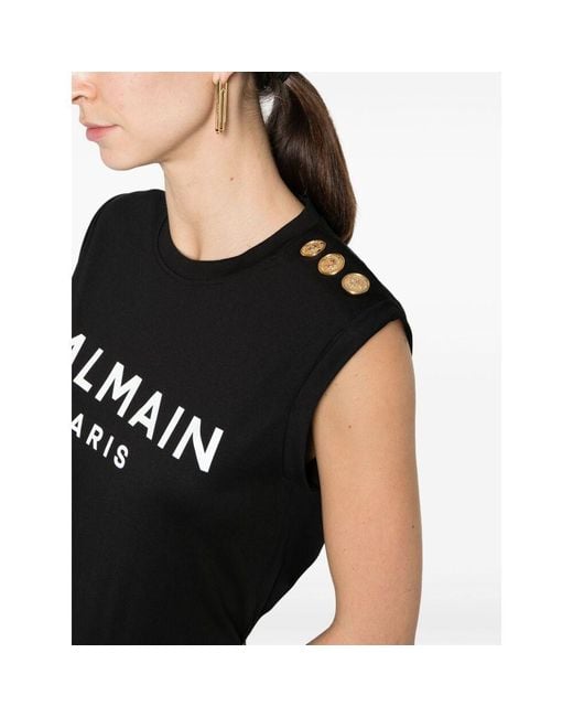 Balmain Black Cotton Logo T-Shirt