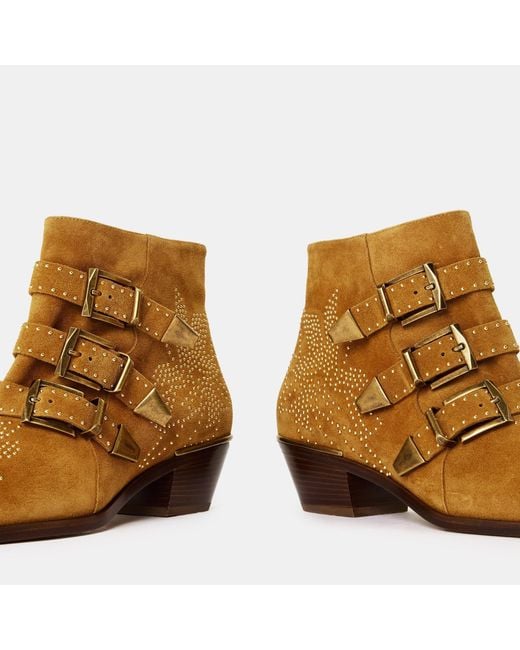 Chloé Brown Susan Side Zipper Ankle Boots