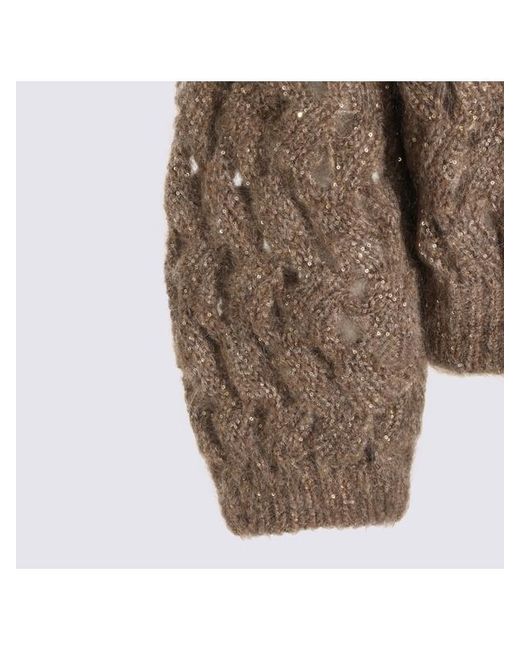 Brunello Cucinelli Brown Dazzling Zigzag Cables Jumper