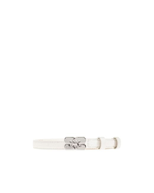 Ganni White Buckle Belt