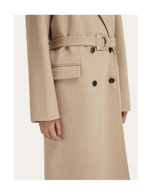 Ferragamo Natural Double Breasted Coat