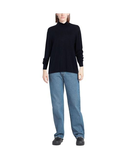 Weekend by Maxmara Blue Simple Solid-Color Turtleneck Knitwear
