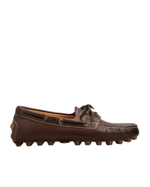 Tod's Brown Laced Boat Shoes for men