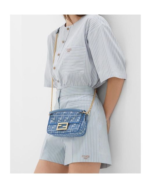 Fendi Blue Denim-Effect Ff Jacquard Bag