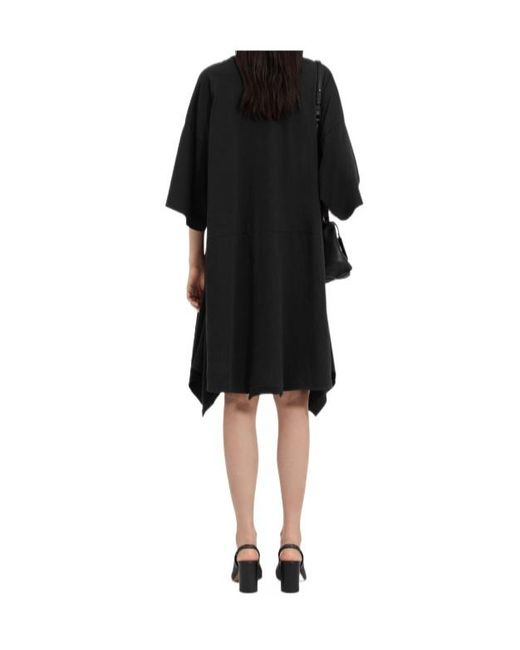 MM6 by Maison Margiela Black Asymmetric Crewneck Dress