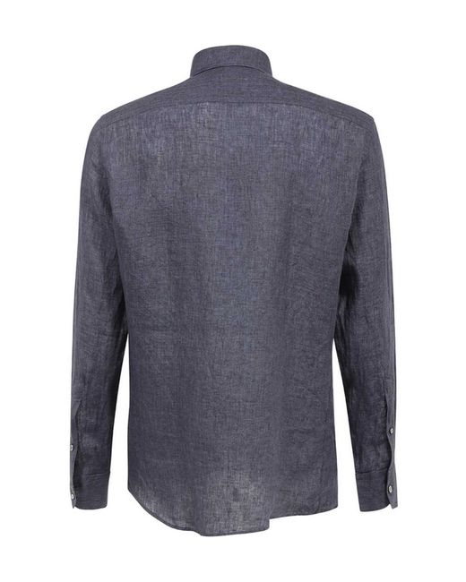 Zegna Blue Long-Sleeved Shirt for men